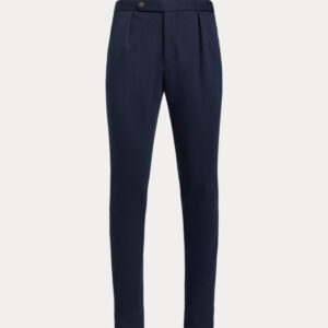 Calça de terno plissada de malha dupla