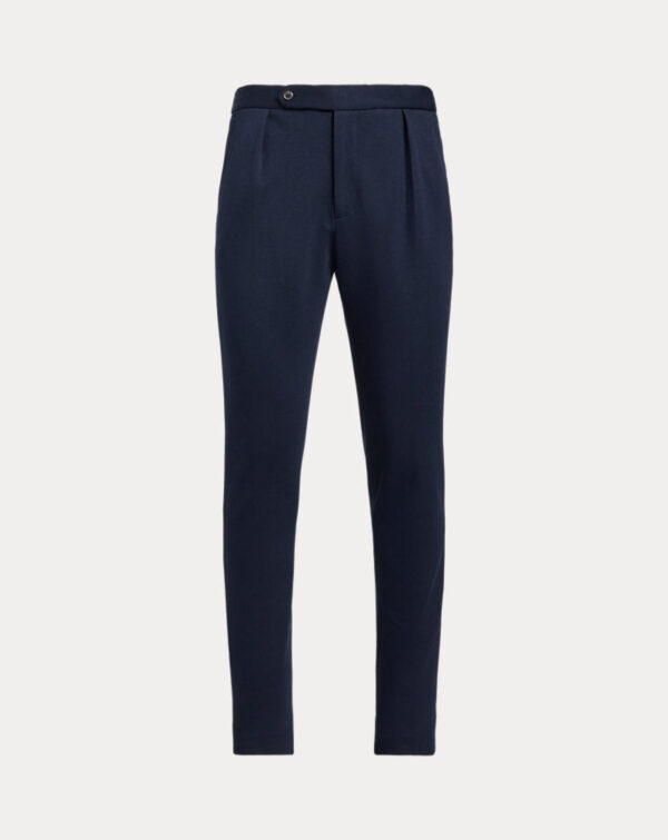 Calça de terno plissada de malha dupla