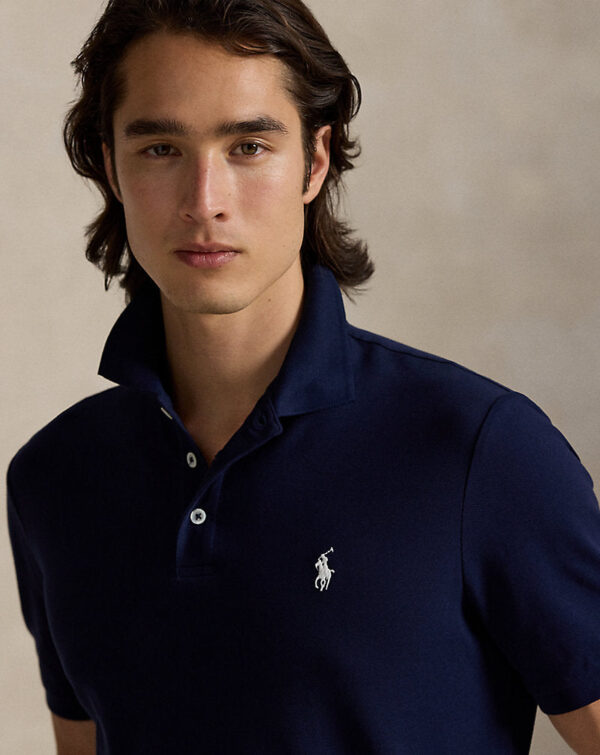 Camisa polo de malha elástica com ajuste fino personalizada - Image 4