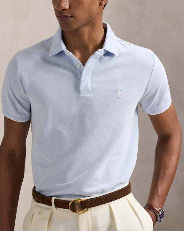 Polo de malha Oxford elástica com ajuste fino personalizado - Image 4
