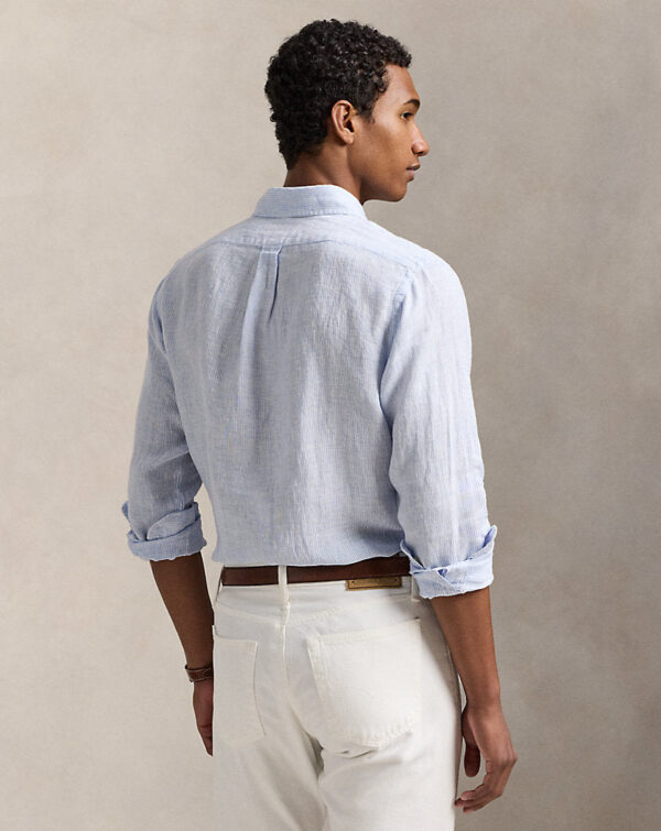 Camisa de linho listrada com ajuste personalizado - Image 3