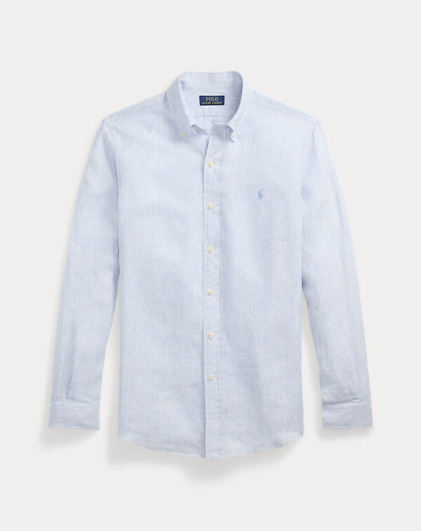 Camisa de linho listrada com ajuste personalizado