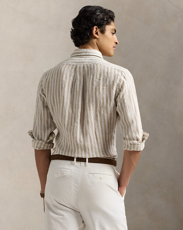 Camisa de linho listrada com ajuste personalizado - Image 3