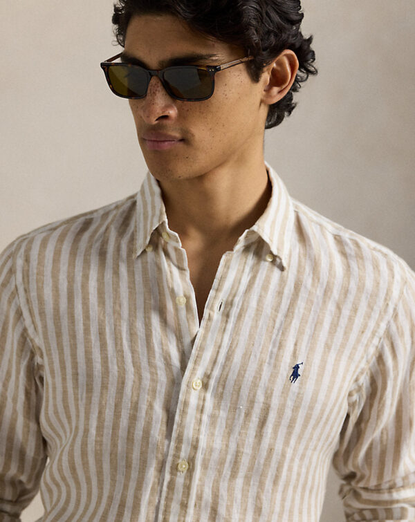Camisa de linho listrada com ajuste personalizado - Image 4