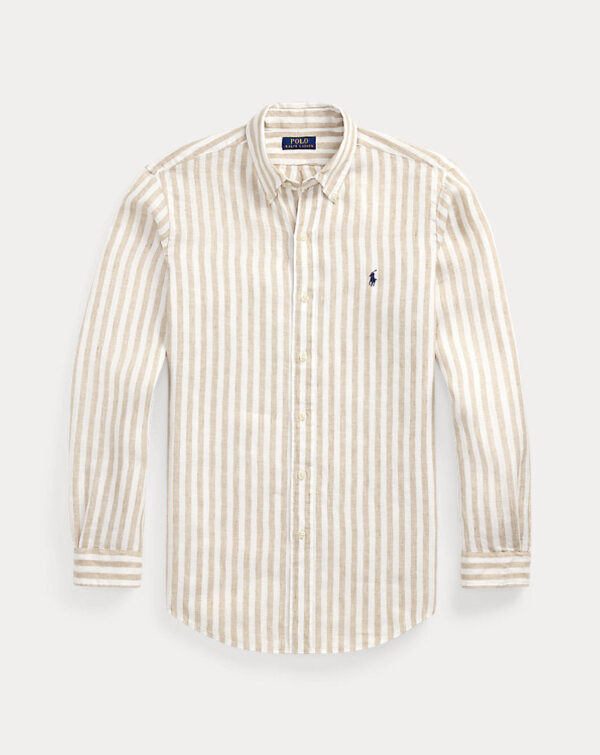 Camisa de linho listrada com ajuste personalizado