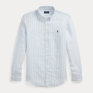 Camisa de linho listrada com ajuste personalizado