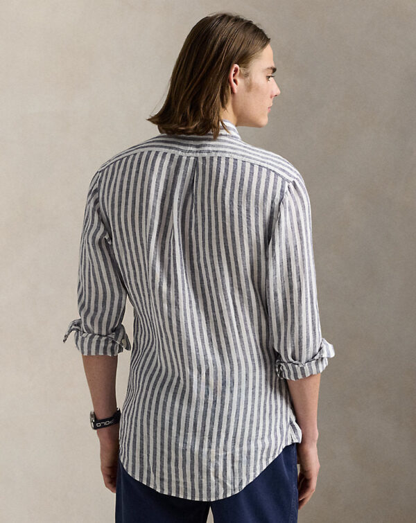 Camisa de linho listrada com ajuste personalizado - Image 3