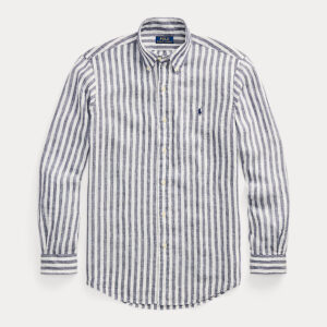Camisa de linho listrada com ajuste personalizado