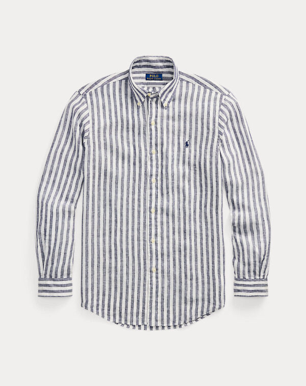 Camisa de linho listrada com ajuste personalizado