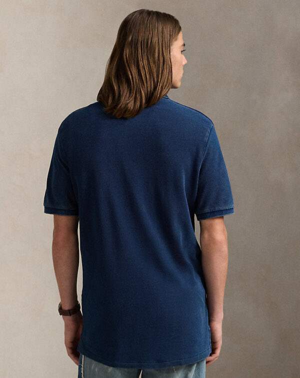 Classic Fit Indigo Mesh Polo Shirt - Image 3