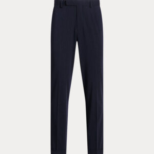 Calça de terno listrada de sarja de desempenho