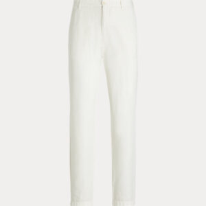 Calça de terno de algodão e linho Slub