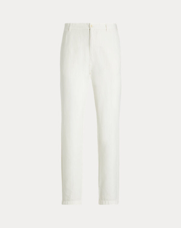 Calça de terno de algodão e linho Slub