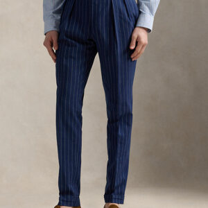 Calça de terno plissada com listras e cordas
